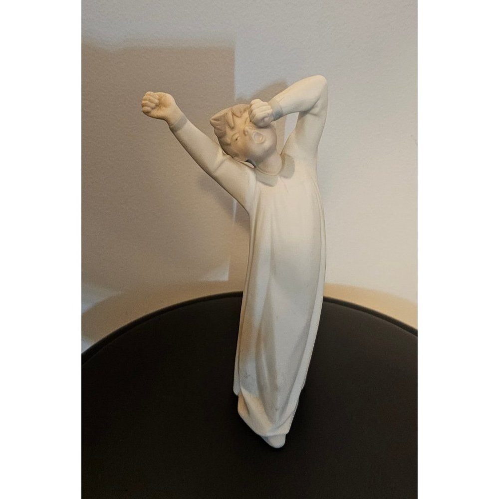 Retired Lladro "Yawning Boy" in pajamas A-6-J (Matte Finish) 8.5" Tall